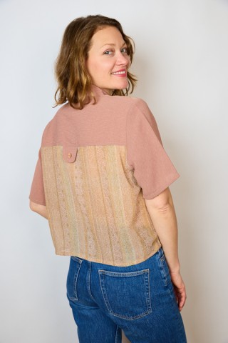 Camisa vintage rosa palo estampada- Ropa mujer SusiSweetdress