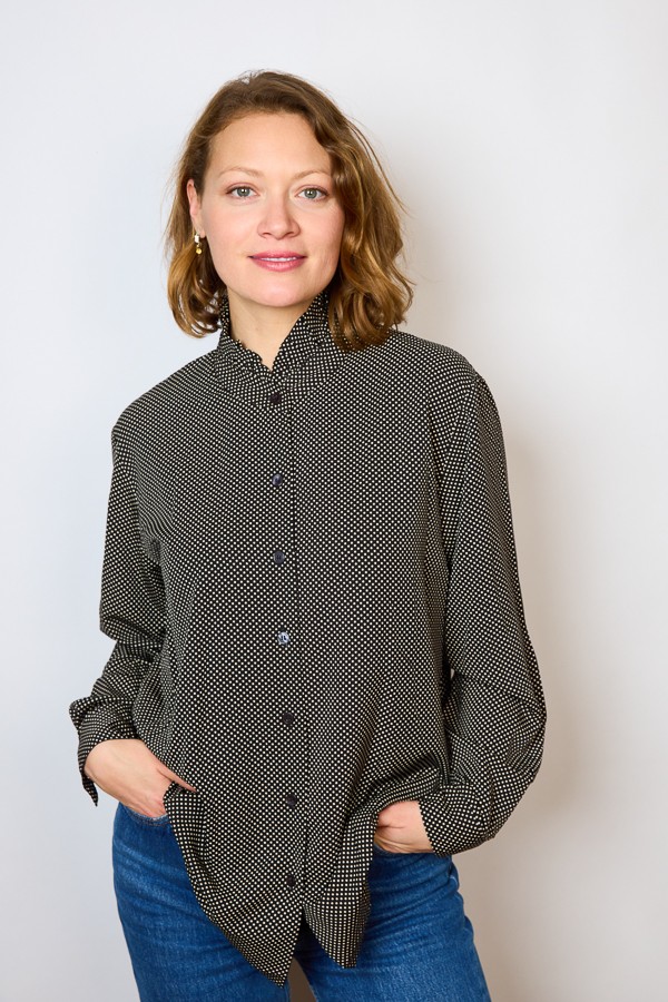 Camisa vintage negra topitos blancos- Ropa mujer SusiSweetdress