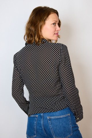 Camisa vintage negra con lunares blancos- Ropa mujer SusiSweetdress