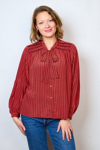Camisa vintage roja estampado en zig-zag- Ropa mujer SusiSweetdress