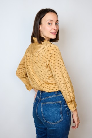 Camisa vintage ocre con topitos negros- Ropa mujer SusiSweetdress