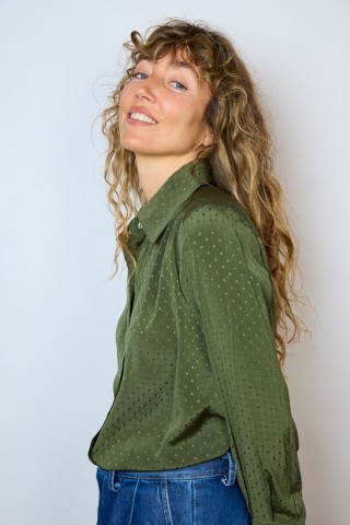 Camisa vintage verde militar con textura- Ropa mujer SusiSweetdress