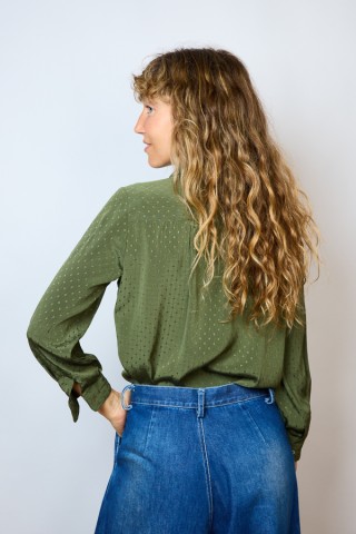 Camisa vintage verde militar con textura- Ropa mujer SusiSweetdress