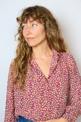Camisa vintage granate con estampado floral- Ropa mujer SusiSweetdress