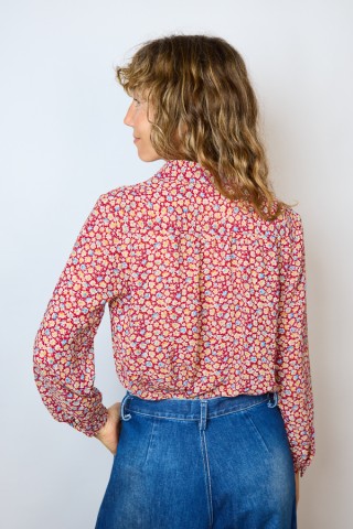 Camisa vintage granate con estampado floral- Ropa mujer SusiSweetdress