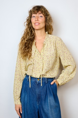 Camisa vintage beige estampado flores- Ropa mujer SusiSweetdress