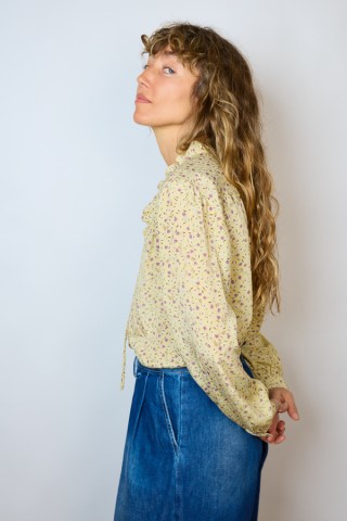 Camisa vintage beige estampado flores- Ropa mujer SusiSweetdress