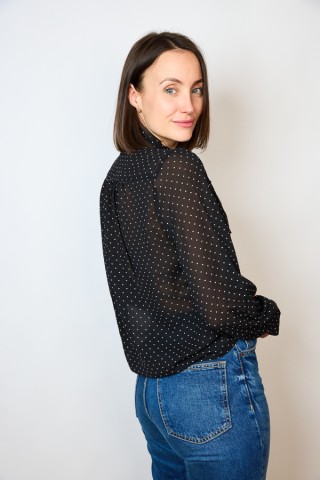 Camisa vintage negra topitos blancos- Ropa mujer SusiSweetdress