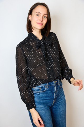 Camisa vintage negra topitos blancos- Ropa mujer SusiSweetdress