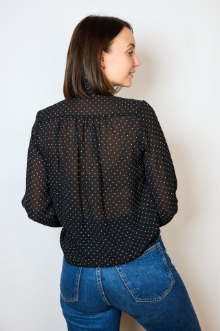 Camisa vintage negra topitos blancos- Ropa mujer SusiSweetdress