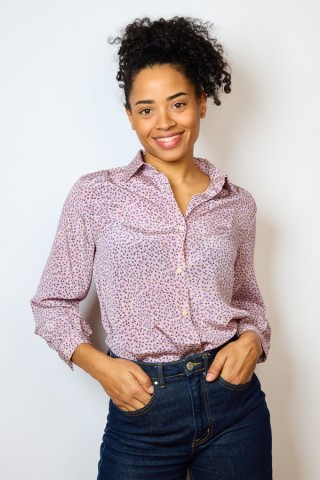 Camisa vintage beige estampado florecitas- Ropa mujer SusiSweetdress