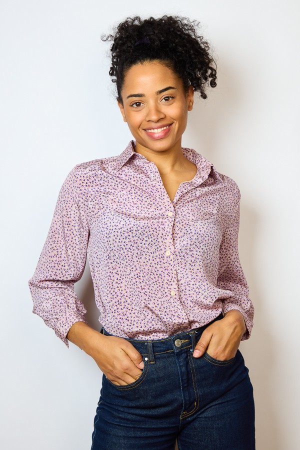 Camisa vintage beige estampado florecitas- Ropa mujer SusiSweetdress