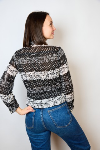 Camisa vintage negra con lunares y flores- Ropa mujer SusiSweetdress