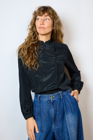 Camisa vintage negra doble botonadura- Ropa mujer SusiSweetdress