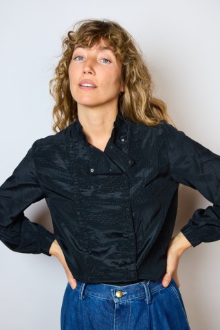 Camisa vintage negra doble botonadura- Ropa mujer SusiSweetdress