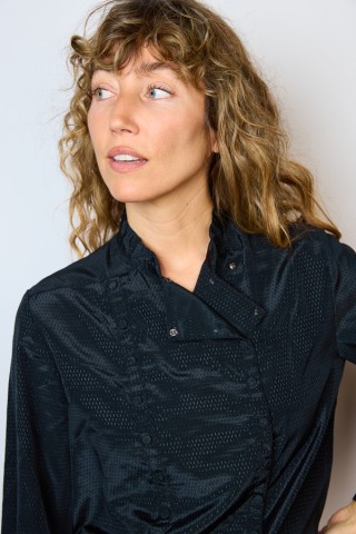 Camisa vintage negra doble botonadura- Ropa mujer SusiSweetdress