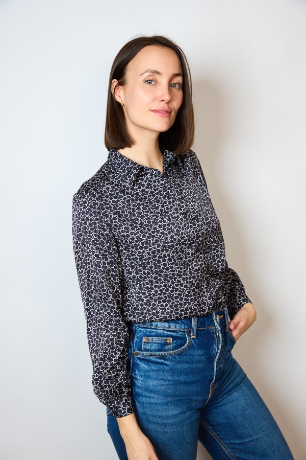 Camisa vintage negra estampado floral- Ropa mujer SusiSweetdress