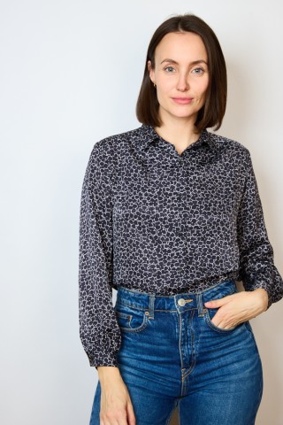 Camisa vintage negra estampado floral- Ropa mujer SusiSweetdress
