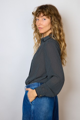 Camisa vintage negra topitos blancos- Ropa mujer SusiSweetdress