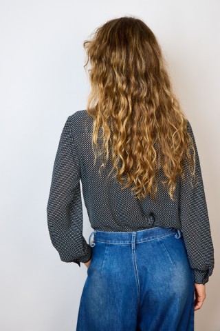 Camisa vintage negra topitos blancos- Ropa mujer SusiSweetdress