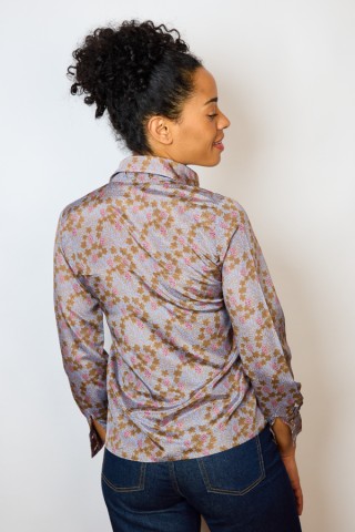 Camisa vintage azul grisáceo estampado- Ropa mujer SusiSweetdress