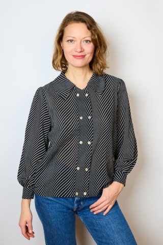 Camisa vintage negra patrón rayas onduladas- Ropa mujer SusiSweetdress