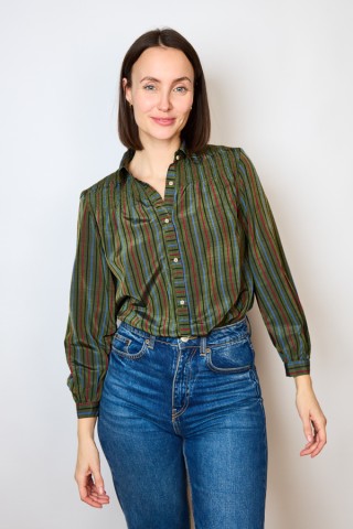 Camisa vintage blanca con finas rayas negras- Ropa mujer SusiSweetdress