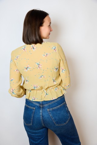 Camisa vintage amarillo pastel estampado floral- Ropa mujer SusiSweetdress