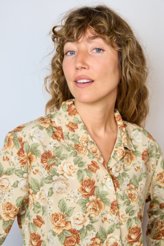 Camisa vintage beige estampado floral- Ropa mujer SusiSweetdress