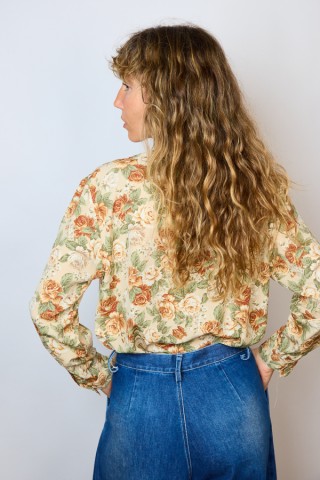 Camisa vintage beige estampado floral- Ropa mujer SusiSweetdress