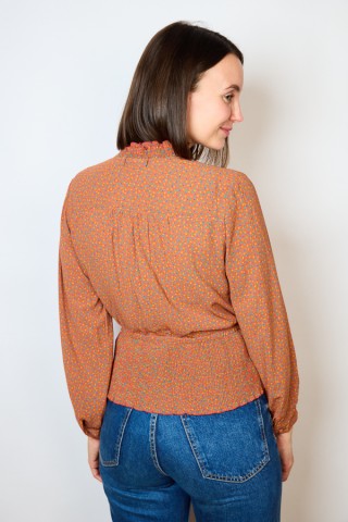 Camisa vintage terracota con pequeño patrón- Ropa mujer SusiSweetdress