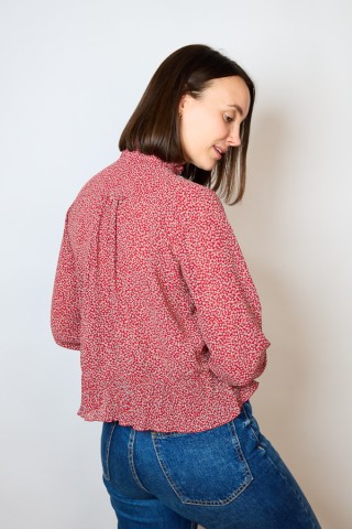 Camisa vintage roja estampado floral- Ropa mujer SusiSweetdress