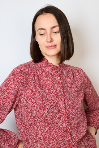 Camisa vintage roja estampado floral- Ropa mujer SusiSweetdress