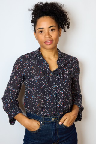 Camisa vintage negra estampado floral- Ropa mujer SusiSweetdress