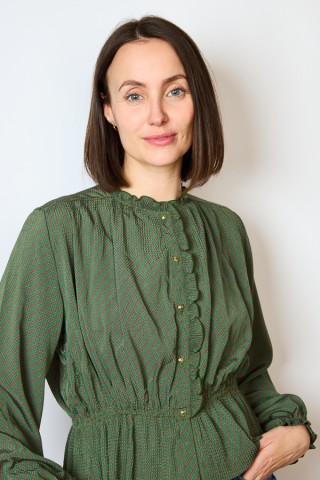 Camisa vintage verde oliva con rayas roja- Ropa mujer SusiSweetdress
