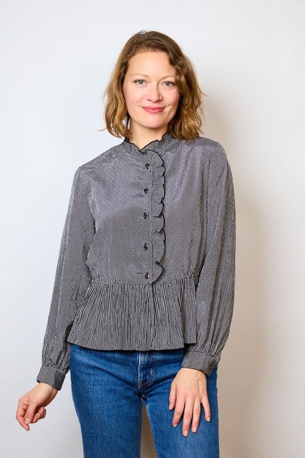 Camisa vintage negra con rayas blancas- Ropa mujer SusiSweetdress