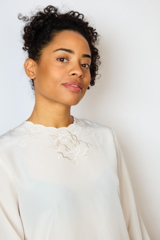 Camisa vintage en crema con bordado- Ropa mujer SusiSweetdress