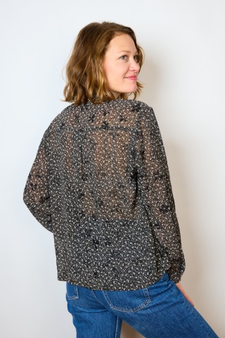 Camisa vintage negra con pequeño estampado- Ropa mujer SusiSweetdress