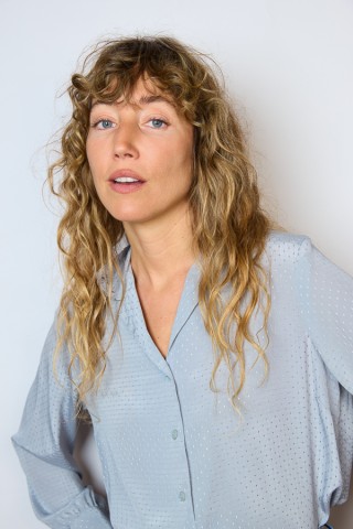 Camisa vintage gris azulado con cuello bordado- Ropa mujer SusiSweetdress
