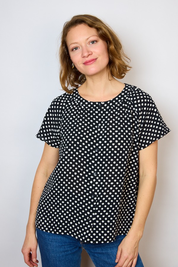 Camisa vintage negra lunares blancos- Ropa mujer SusiSweetdress
