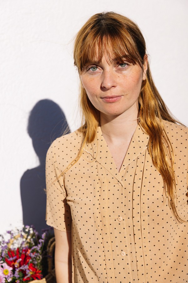 Camisa vintage cruda con puntitos negros- Ropa mujer SusiSweetdress