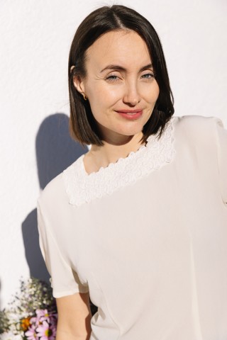 Camisa vintage blanca con encaje delantero- Ropa mujer SusiSweetdress