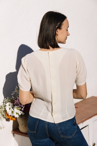 Camisa vintage blanca con encaje delantero- Ropa mujer SusiSweetdress