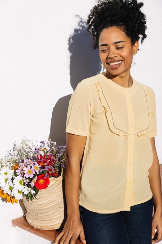 Camisa vintage amarilla con volantes - Ropa mujer SusiSweetdress