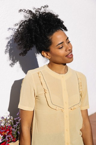 Camisa vintage amarilla con volantes - Ropa mujer SusiSweetdress