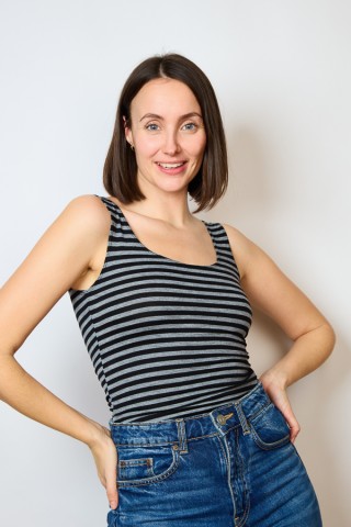 Camiseta básica SusiSweetdress a rayas negras y grises tirantes- Ropa SusiSweetdress