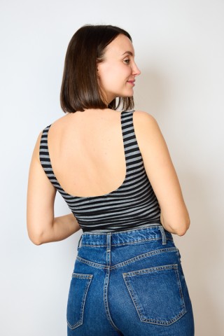 Camiseta básica SusiSweetdress a rayas negras y grises tirantes- Ropa SusiSweetdress