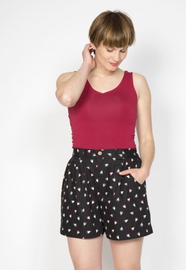 Shorts color negro con barcos blancos- Ropa mujer SusiSweetdress