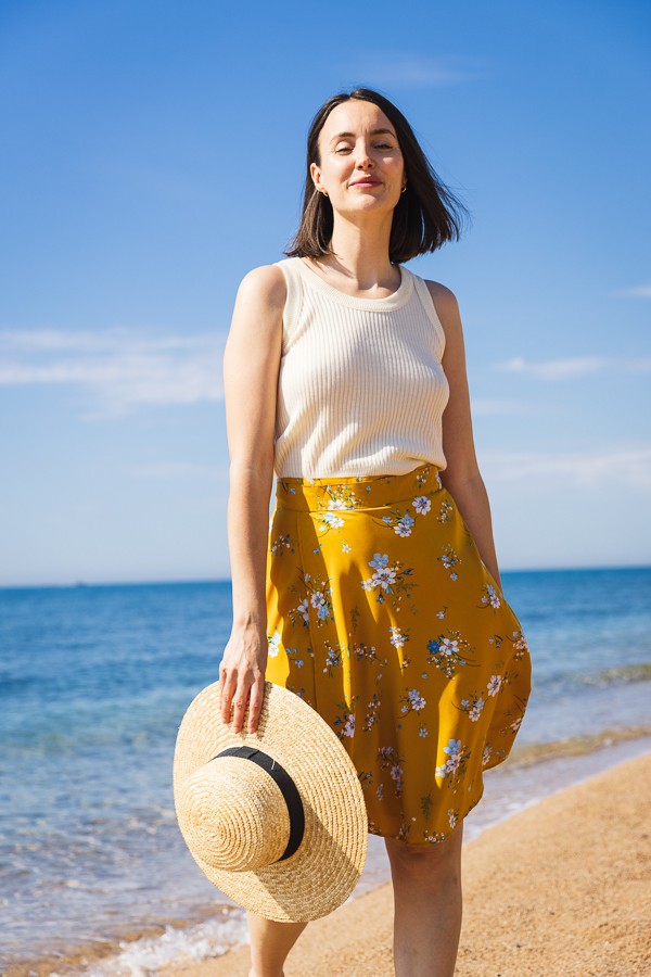 Falda midi cruzada amarilla flores - Ropa mujer SusiSweetdress