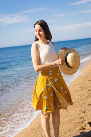Falda midi cruzada amarilla flores - Ropa mujer SusiSweetdress